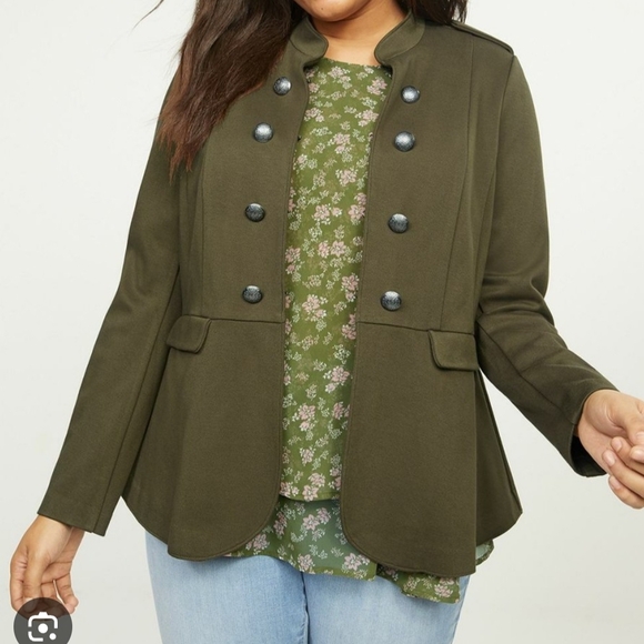 Lane Bryant Jackets & Blazers - Lane Bryant Olive Blazer with Button Detail